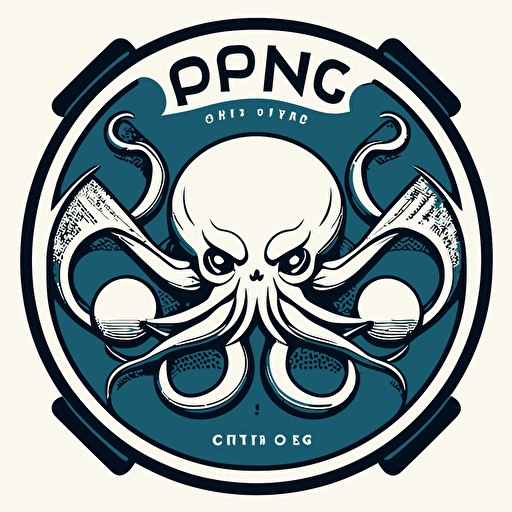 octopus Ping Pong Sumit, vector logo, ping pong, action, japanese design style,