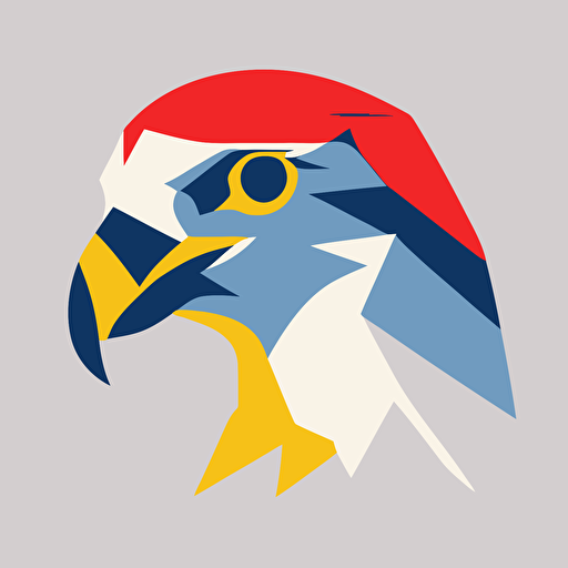 a flat vector of logo of a Swedish falcon head, minimal, by Piet Mondrian
