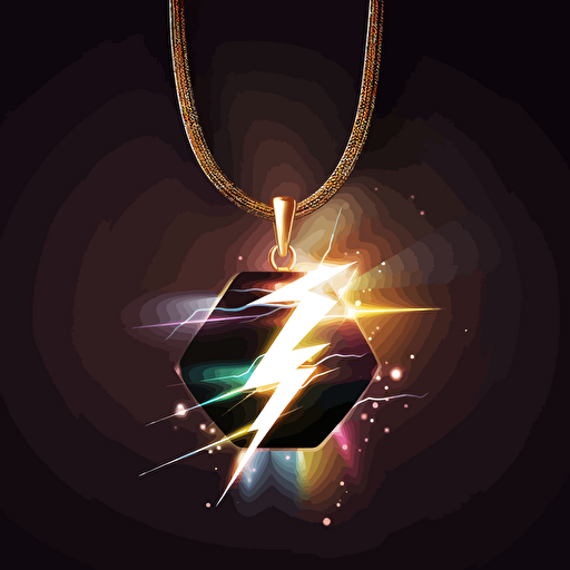 lighting bolt vector, elegant, necklace, EDM, Fairy, jewerly, close up, gold, blurred neon lights in background,