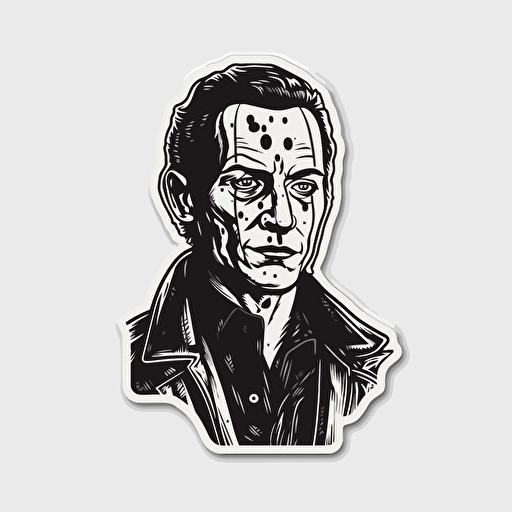 Serial Killer,Slasher, scream queen, Horror, VHS Horror, Sticker, 80s horror comic art, Vector,