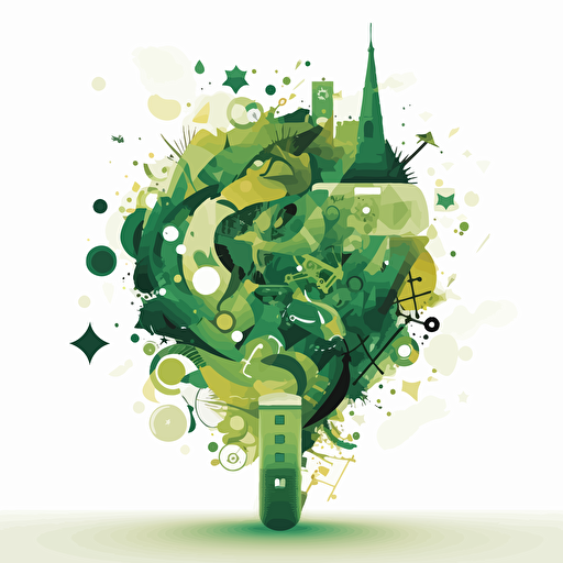 flat design vector art, green revolution twikn bottom , artistic, white background