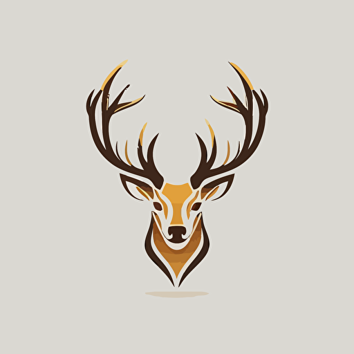 simplistic buck head with big antlers logo, white background, vector image, minimalistic