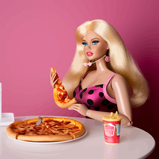 carbie barbie, vector, overweight barbie eating pizza