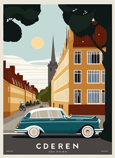 copenhagen travel poster, Vector flat illustration