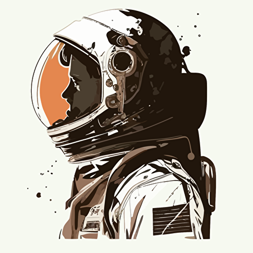 Casque d'astronaute vectoriel simple sur fond blanc, style bande dessinée, regard vers la droite