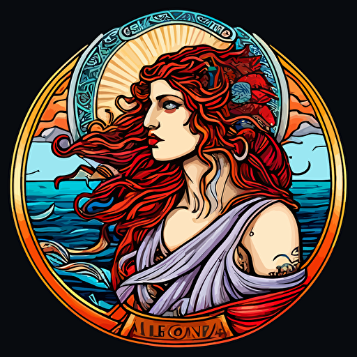Andromeda from Greek Mythology, full color, vector line image
