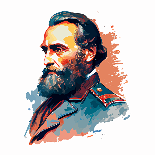 Stonewall Jackson in vector style, watercolors
