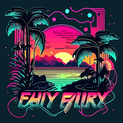 fun party vector synth wave