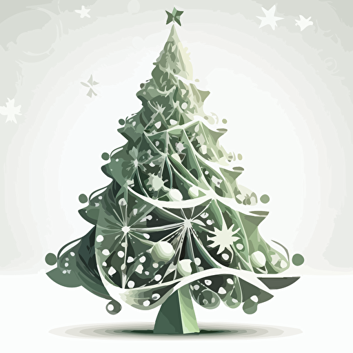 cristmass tree 2D vector style , put on white background