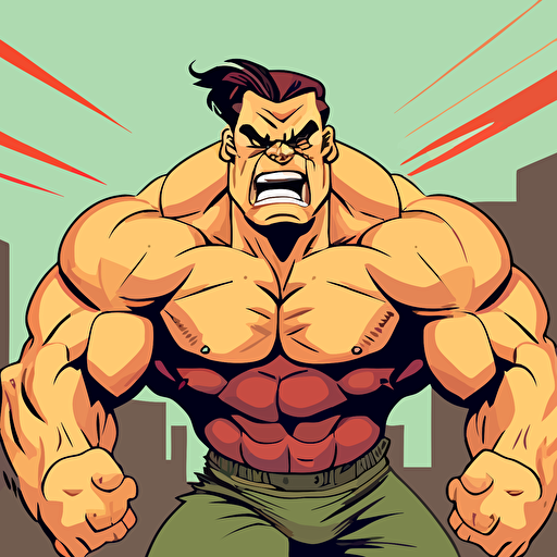 muscle man ,vector style,angry