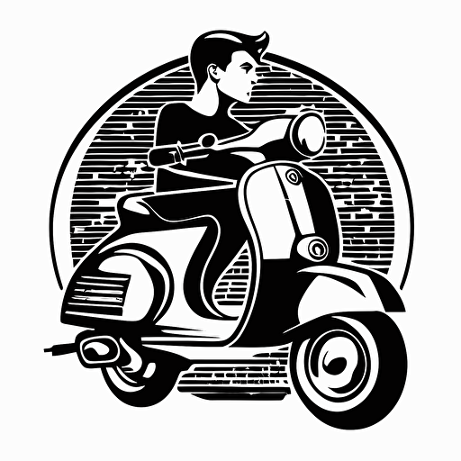 scooter logo, black and white, vector, no text