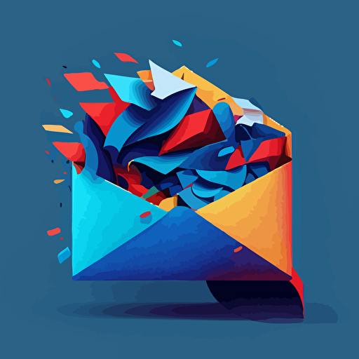 email ariving in inbox, illistration, vector, blue primary color