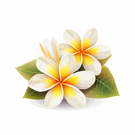 flat design, vector illustration, frangipani flowers, white background