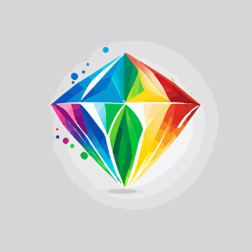 colorful diamond vector logo design, cartoon, icon, background white, 2d line, 2d coloring, 2d shade, 2d