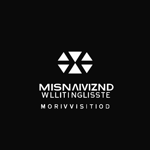 simple minimal logo of a film studio , flat vector style of massimo vignelli, black background