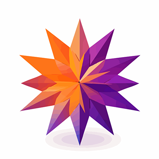 a exploding purple orange vector gradient 5 point star on white