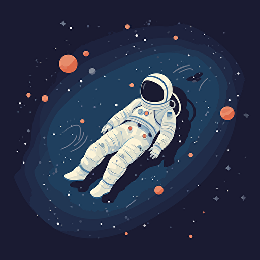 vector art of a minimalist astronaut floating in the universe