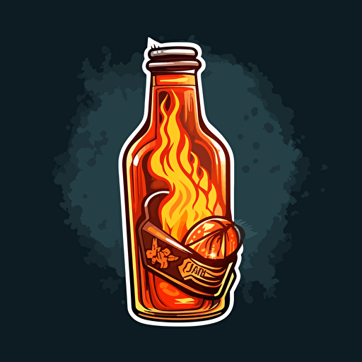 vector sticker a bottle molotov with a flame