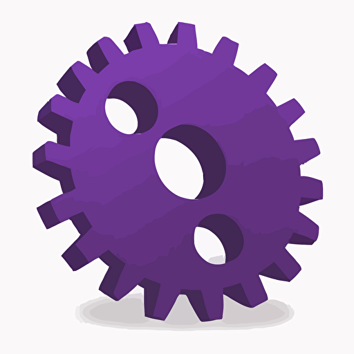 simple icon, digital gear, white background, single color, purple, vector, no shadows