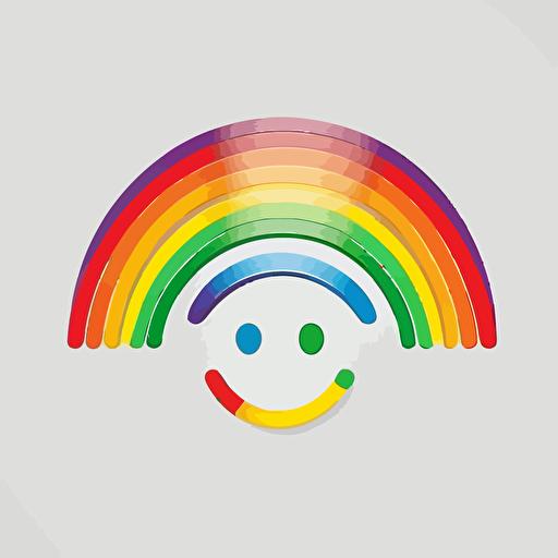 vector logo combining rainbow and smiley face. Non complicated. Simple.