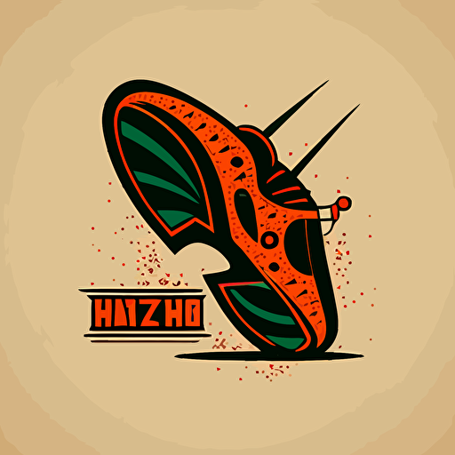 vector logo of a heel squashing a bug, simple, minimal, retro style