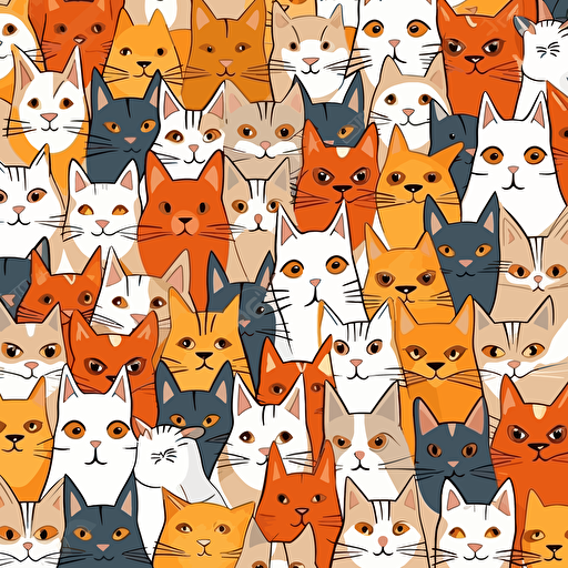 cat wall pattern illustration, vector style