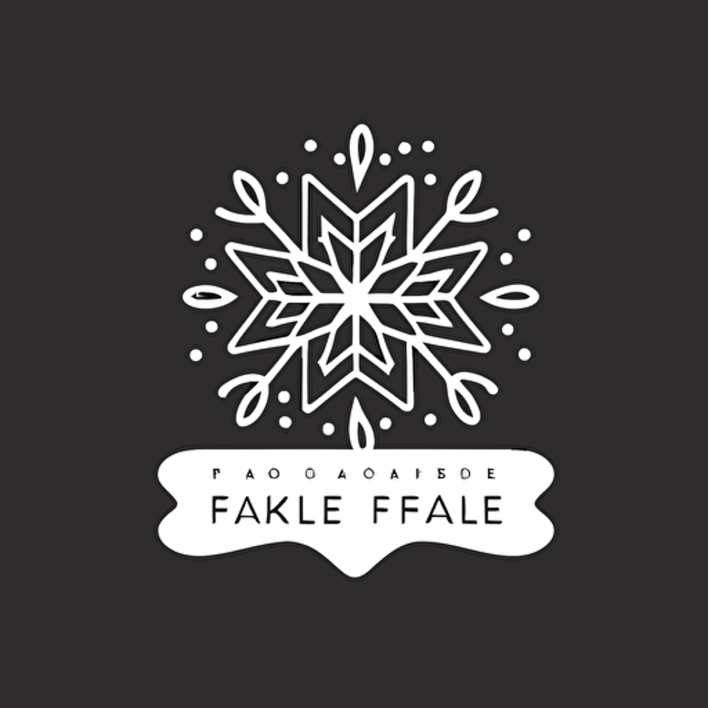 apple like a snowflake minimalistic logo for frozen food store, black and white, linear, vector