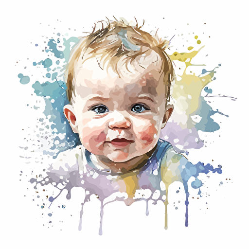 baby watercolor tarshier vector,comic style, white background