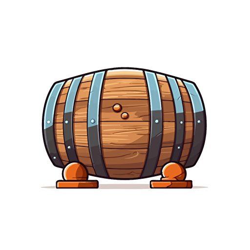 single long barrel, simple forms, flatart, 2D vector style, cartoon, white background, side view, horizontal view