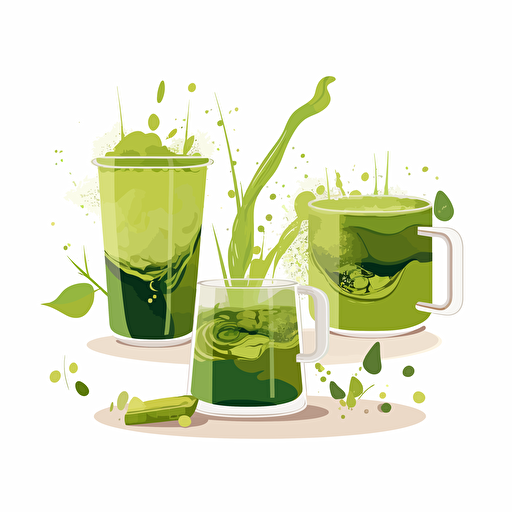 matcha tea, vector art, white background