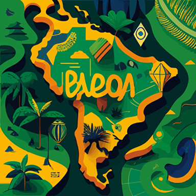 welcome to brazil map vector free download, in the style of fauvist palette, green academia, language-based, de stijl, geometric shapes & patterns, art deco sensibilities, leaf patterns