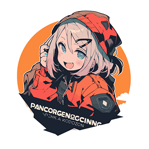 a smiling girl 12 year old, who loves climbing, dressed in Patagonia brand fashion, in the style of Akihiko Yoshida, white background, make a very dynamic logo vector