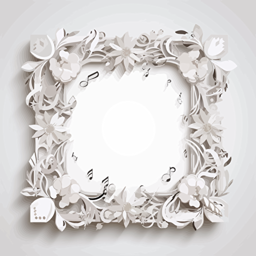 white thick vector frame with music symbols