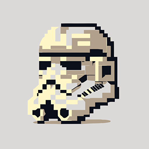 Pixelated stormtrooper, head lofi, goofy looking,, white background, vector art , pixar style