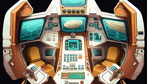 spaceship cockpit,4 seats,anime style,illustration,vector,