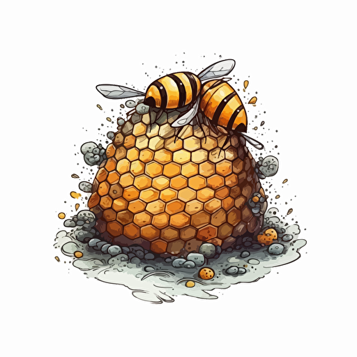 beehive, detailed, cartoon style, 2d watercolor clipart vector, creative and imaginative, hd, white background
