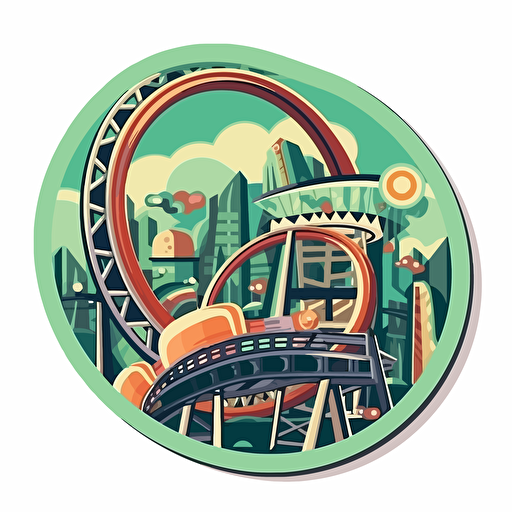sticker design, super cute pixar roller coaster, vector