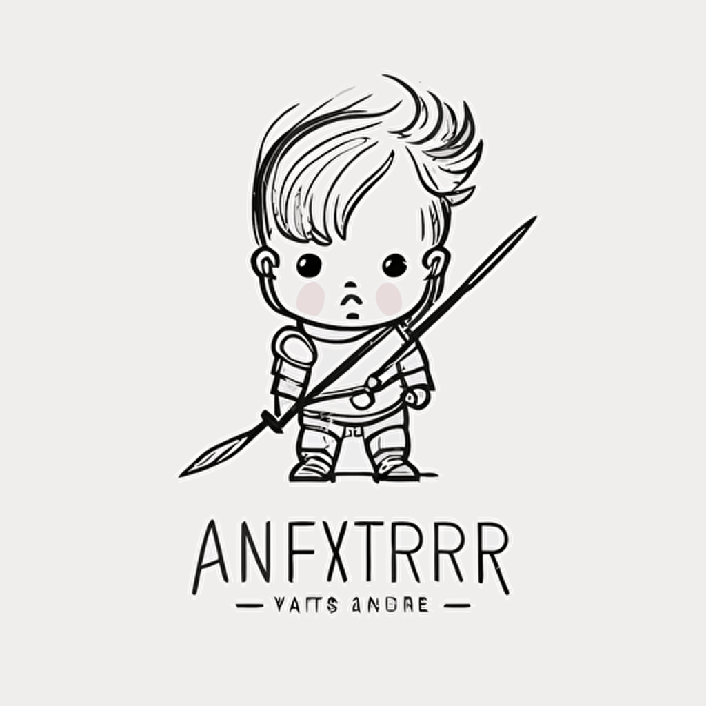 line drawing logo, design agency, little warrior, minimalistic, white background, Vector