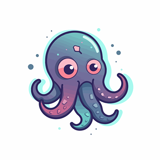 logo design, flat 2d vector logo of a cute octopus, muted purple and blue colors, 80s, star-wars-inspired