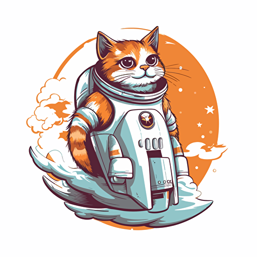 vector image of an astronaut cat on a rocket ship on white background