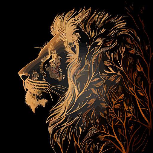 a vector line image of the silhouette of a lion