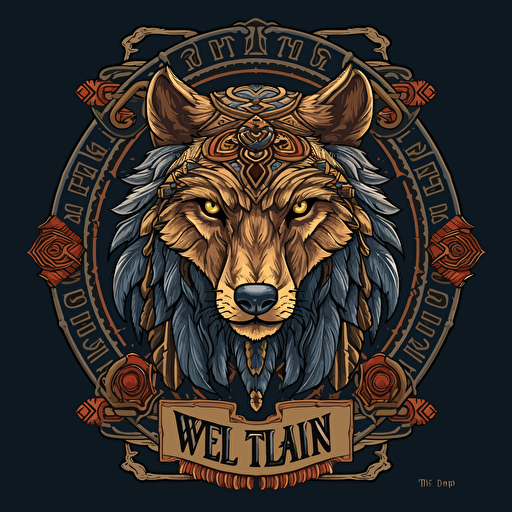 the clan of the wolf logo art concept vectorized, hight detailed, indian decor