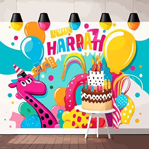 birthday backdrop for kids, vector, colourful