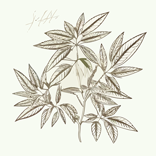 linnear flat outline vector style drawing over white background of several cannabinoid leaves