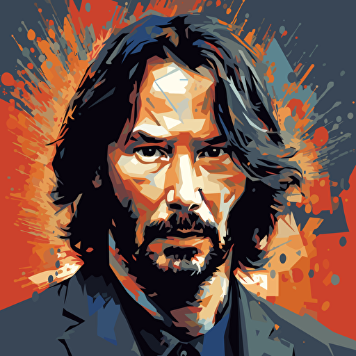this exact image of keanu, but as an illustration, vector art