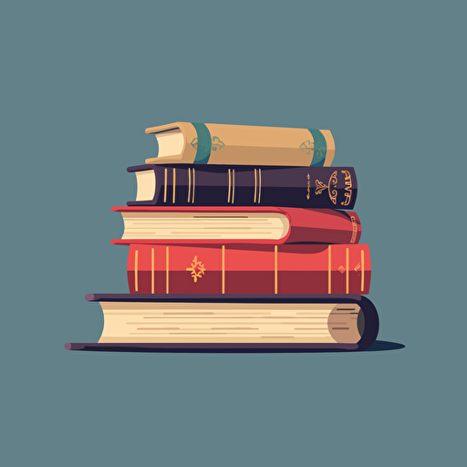 flat vector minimalist illustration of old books