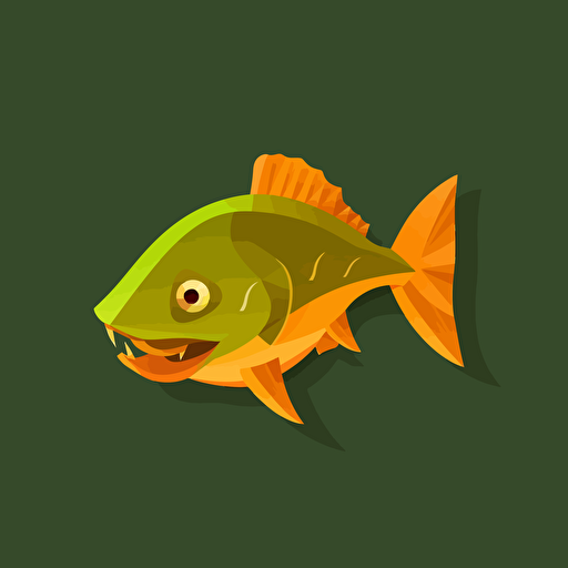 Prehistoric Gold fish, Carved, Claymation, Pixar art style, Vector, Green Background,