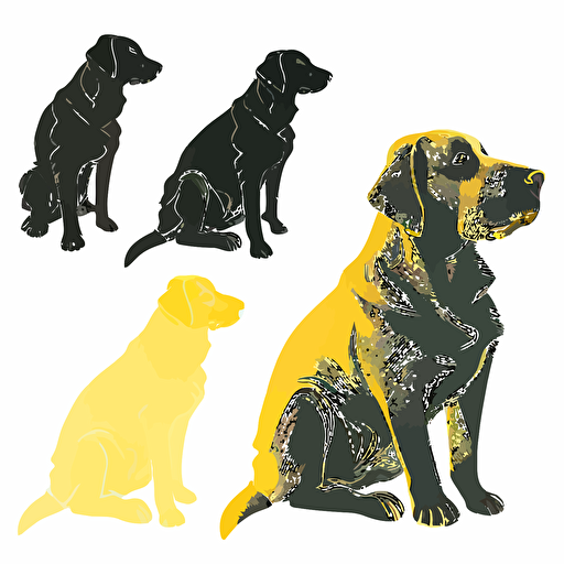multiple sillheouttes of labrador retriever dog, flat vector