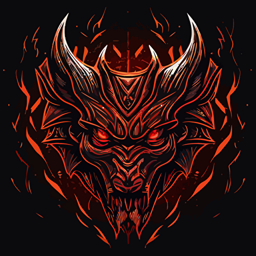 a demon wolf logo in a crisp vector style