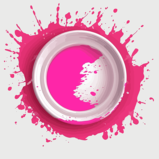 pink and white splash paint rounded, flat white circle at center with no borders, transparent background , vector, flat